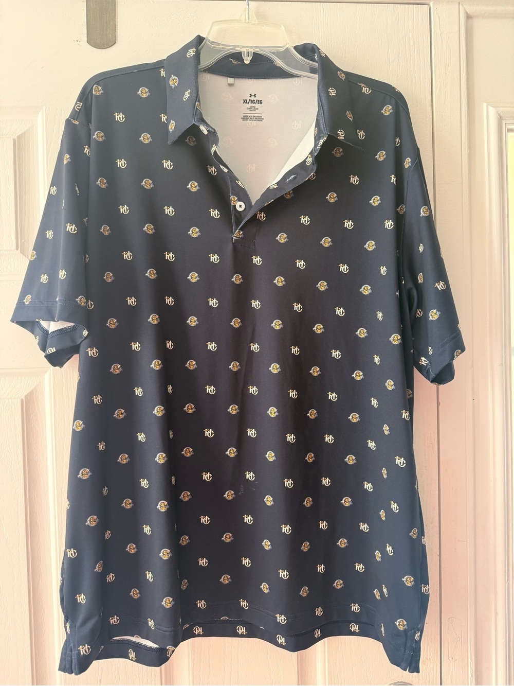 Under Armour Charleston Riverdogs Navy Polo with Small Gold and White Emblems